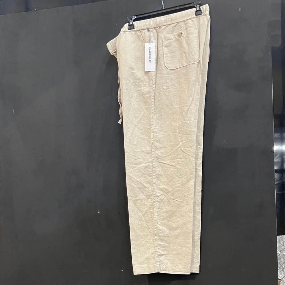 Flax Beige Linen-Blend Drawstring Chinos
